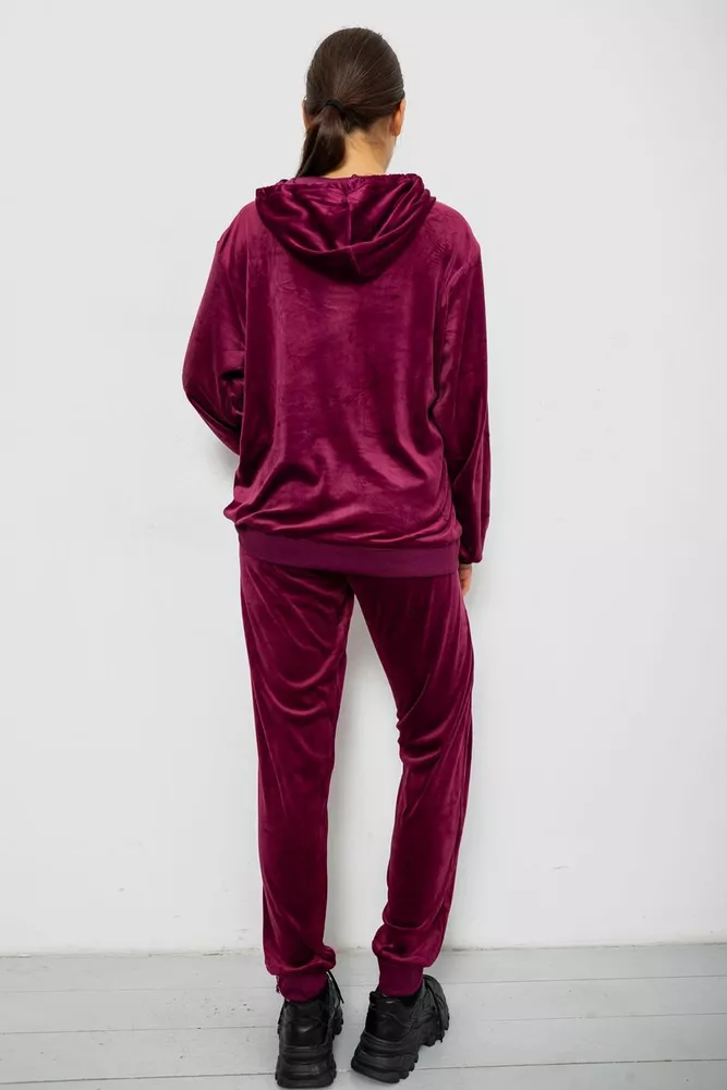 Купить Спортивный костюм женский велюровый, цвет бордовый, 244R9135 - Фото №4