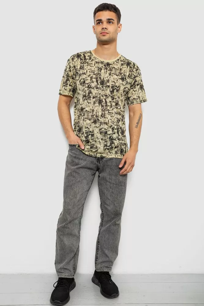 Купить Футболка мужская с принтом, цвет горчичный, 244R7036-2 оптом - Фото №2