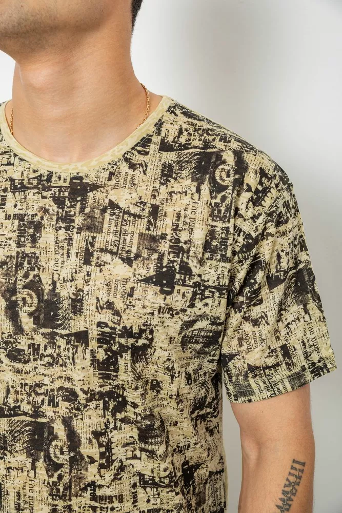 Купить Футболка мужская с принтом, цвет горчичный, 244R7036-2 оптом - Фото №5