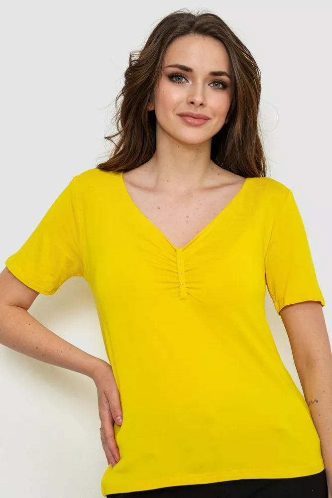 Купити Футболка жіноча, колір жовтий, 186R609 - Фото №1