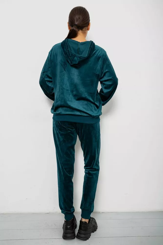 Купить Спортивный костюм женский велюровый, цвет зеленый, 244R9135 - Фото №4