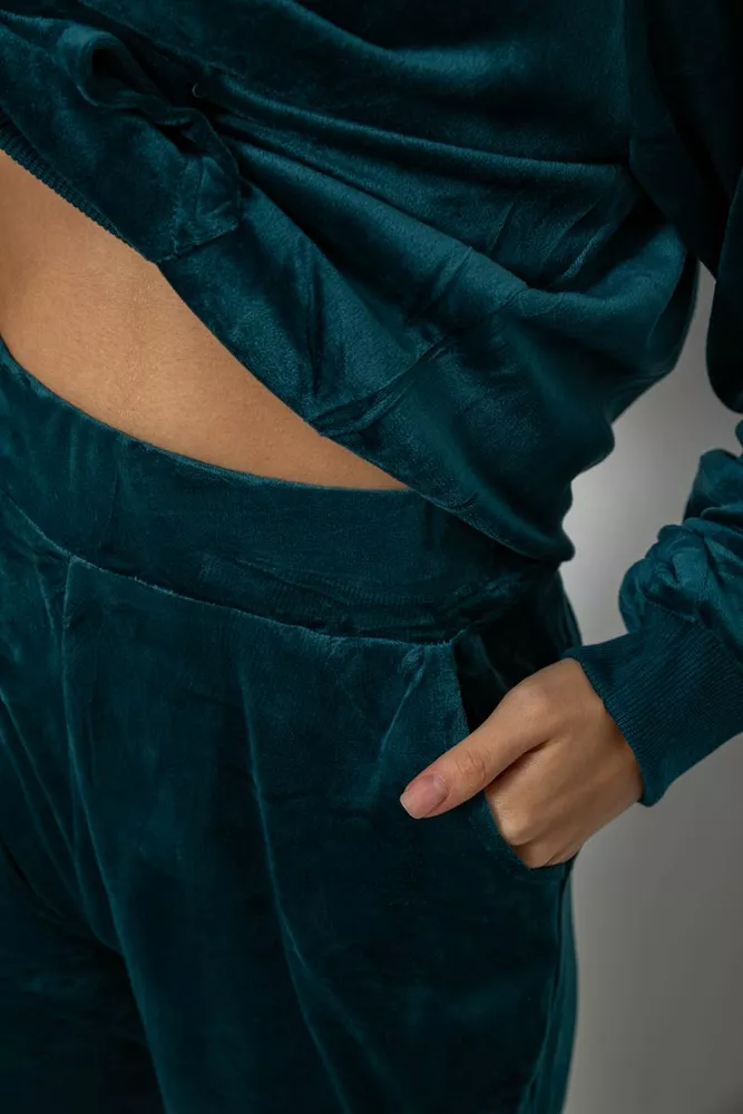 Купить Спортивный костюм женский велюровый, цвет зеленый, 244R9135 - Фото №5