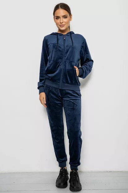 Спортивный костюм женский велюровый, цвет синий, 244R9135