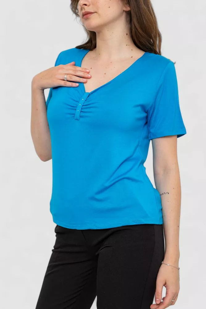 Купити Футболка жіноча, колір синій, 186R609 - Фото №3