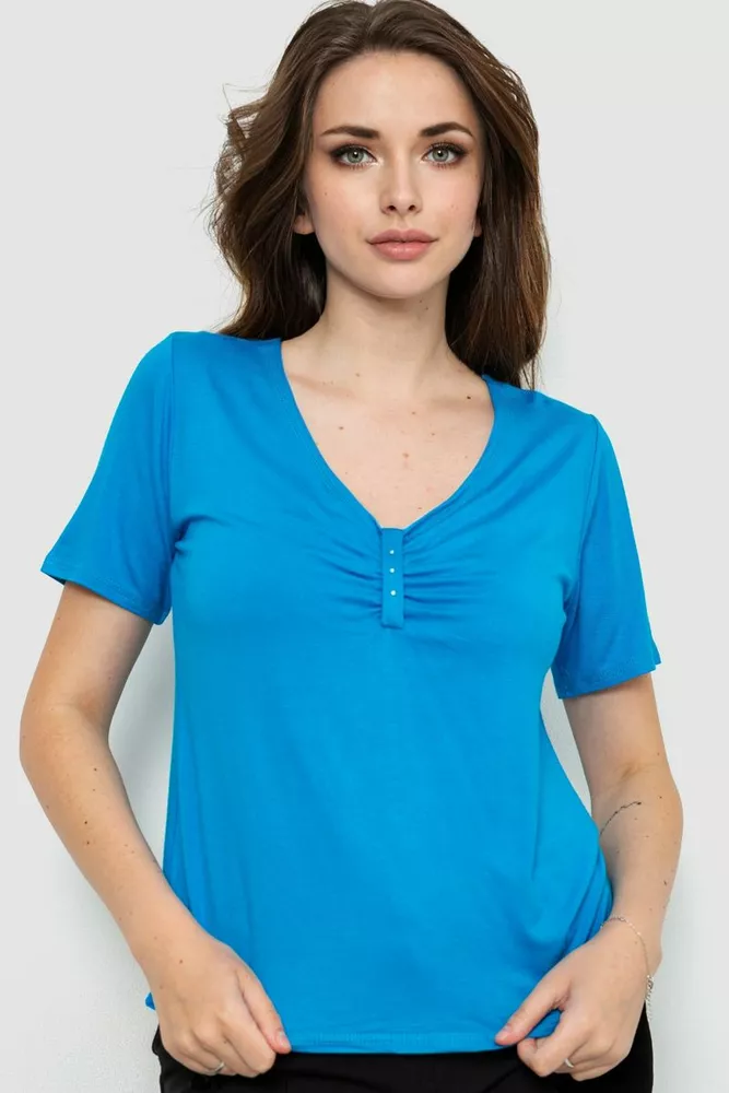 Купити Футболка жіноча, колір синій, 186R609 - Фото №1