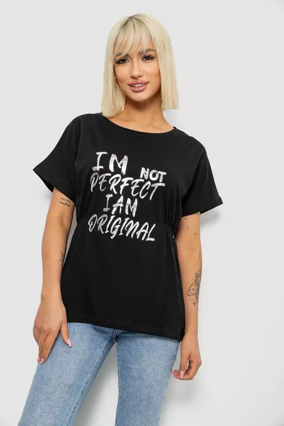 Футболка женская с принтом, цвет черный, 244R2349-5