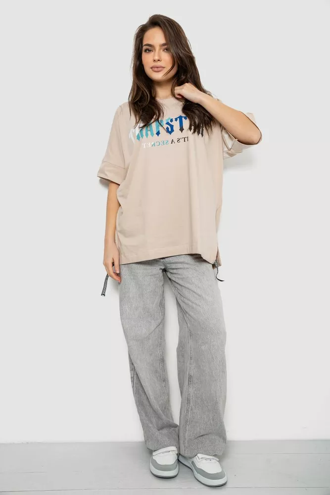 Купить Футболка женская с принтом, цвет светло-бежевый, 244R4012 - Фото №2