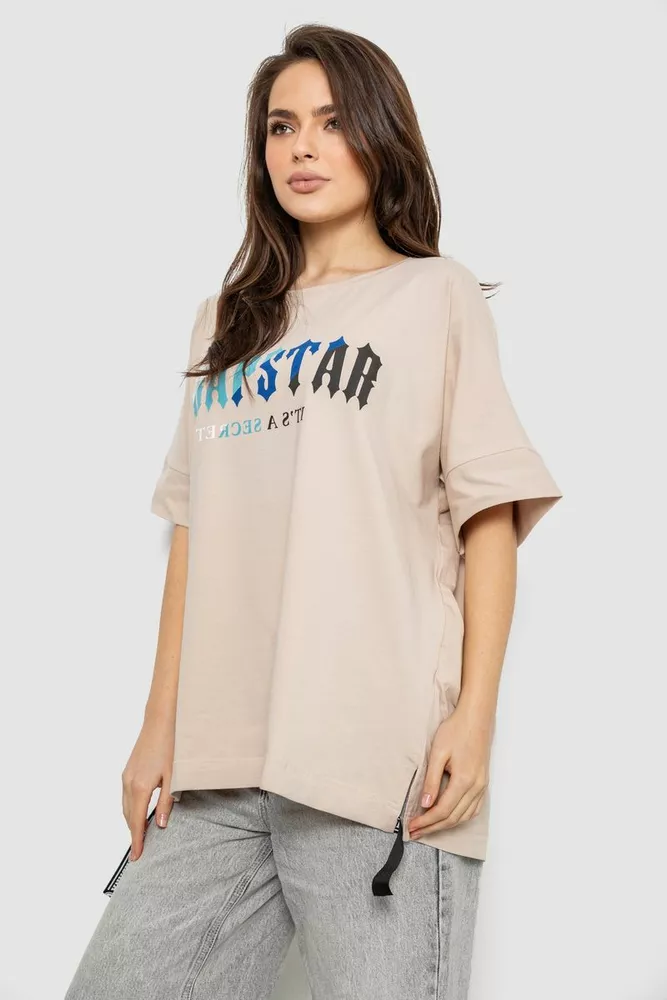 Купить Футболка женская с принтом, цвет светло-бежевый, 244R4012 - Фото №3