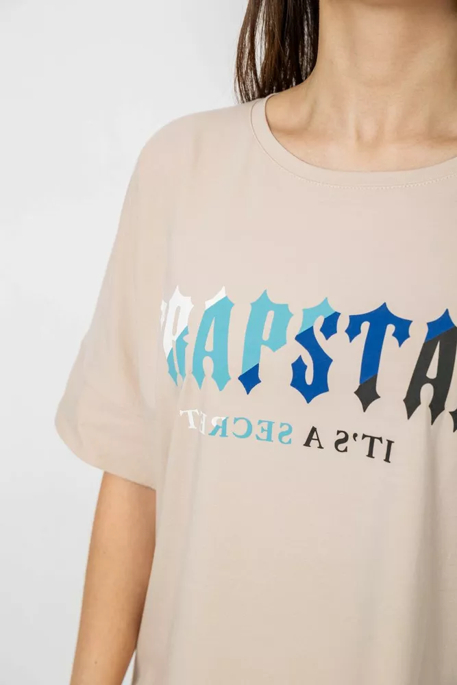 Купить Футболка женская с принтом, цвет светло-бежевый, 244R4012 - Фото №5