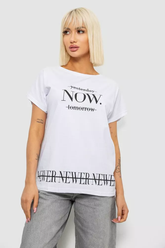 Купить Футболка женская с принтом, цвет белый, 244R2003 - Фото №1