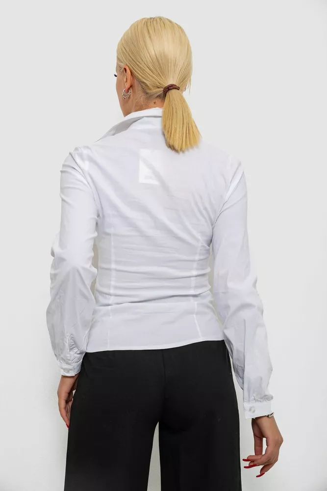 Купити Блуза класична з вишивкою, колір білий, 230R102 - Фото №4