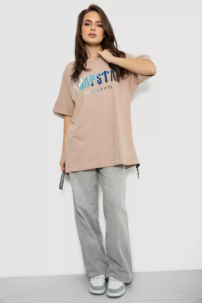 Купить Футболка женская с принтом, цвет бежевый, 244R4012 - Фото №2
