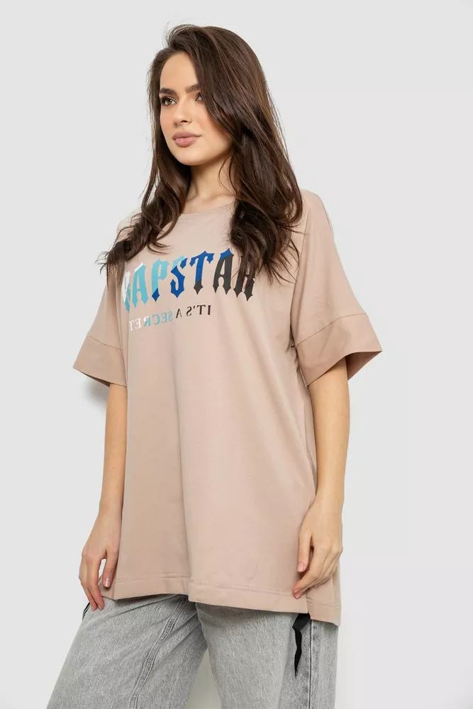 Купить Футболка женская с принтом, цвет бежевый, 244R4012 - Фото №3