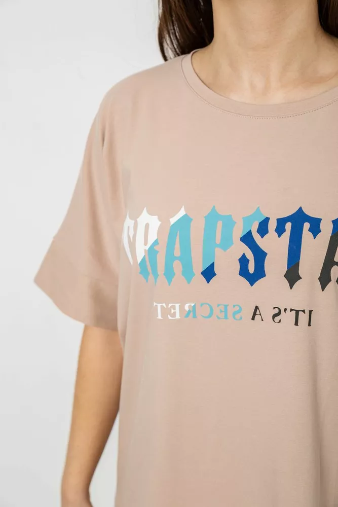 Купить Футболка женская с принтом, цвет бежевый, 244R4012 - Фото №5