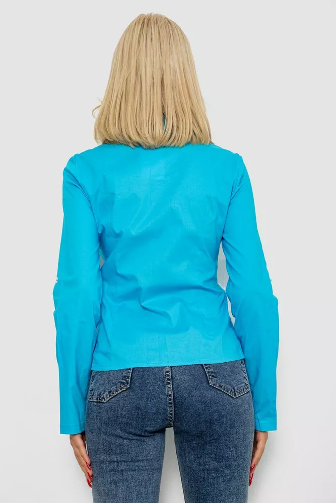 Купити Сорочка жіноча однотонна, колір блакитний, 230R068-2 - Фото №4