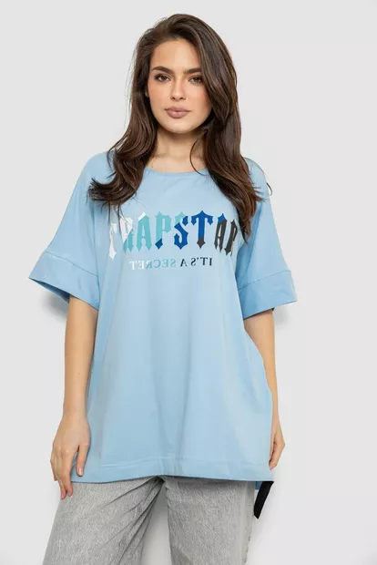 Футболка женская с принтом, цвет голубой, 244R4012