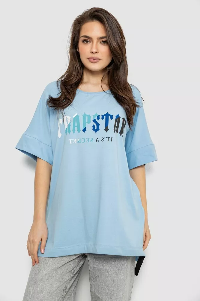 Купить Футболка женская с принтом, цвет голубой, 244R4012 - Фото №1