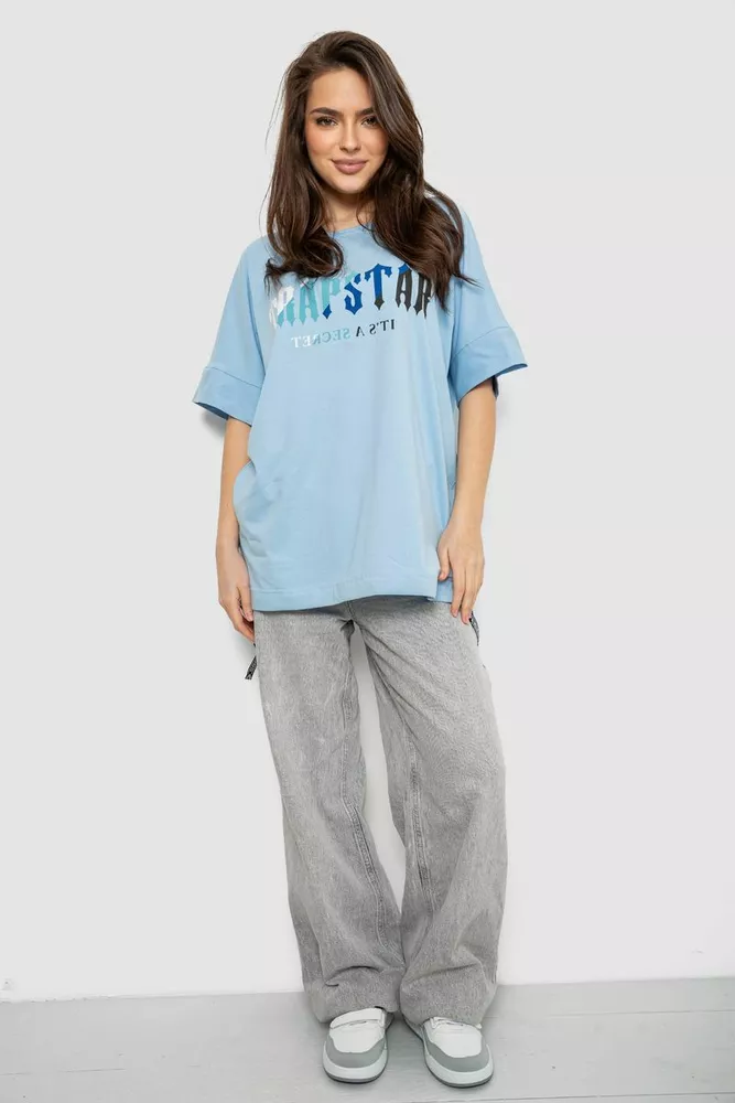 Купить Футболка женская с принтом, цвет голубой, 244R4012 - Фото №2