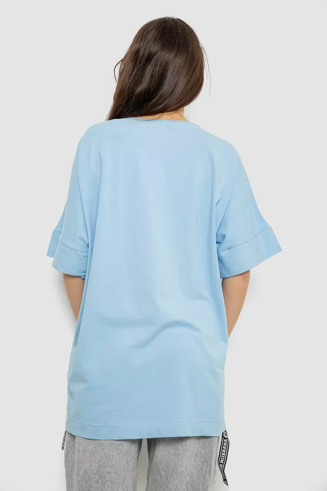 Купить Футболка женская с принтом, цвет голубой, 244R4012 - Фото №4