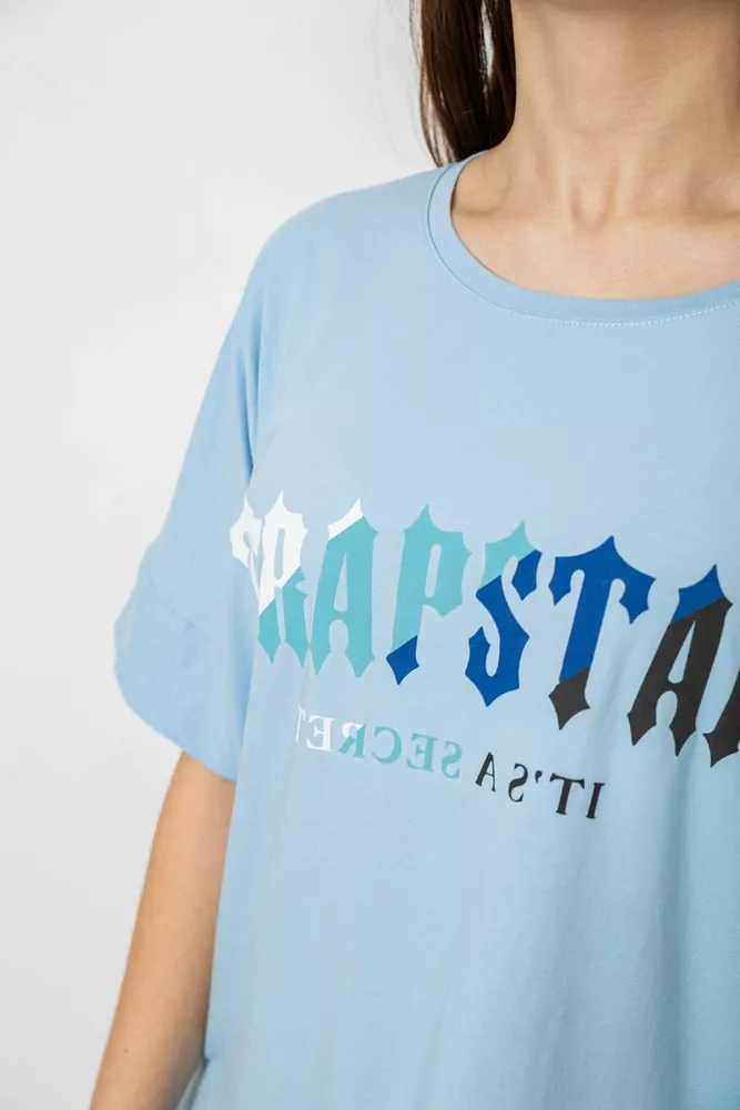 Купить Футболка женская с принтом, цвет голубой, 244R4012 - Фото №5