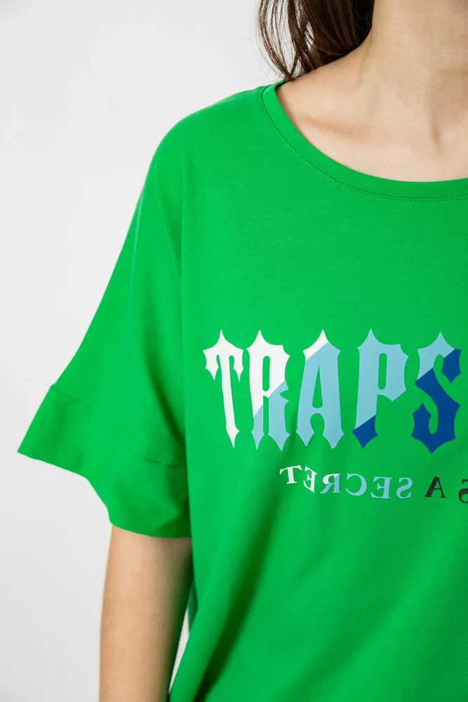 Купить Футболка женская с принтом, цвет зеленый, 244R4012 - Фото №6