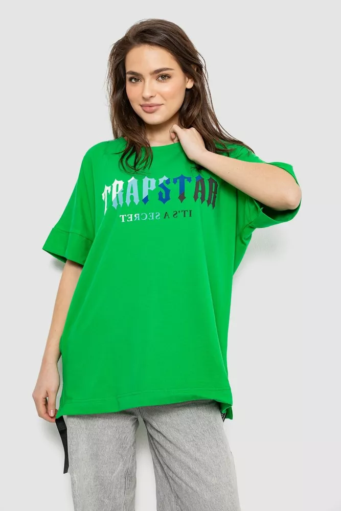 Купить Футболка женская с принтом, цвет зеленый, 244R4012 - Фото №1