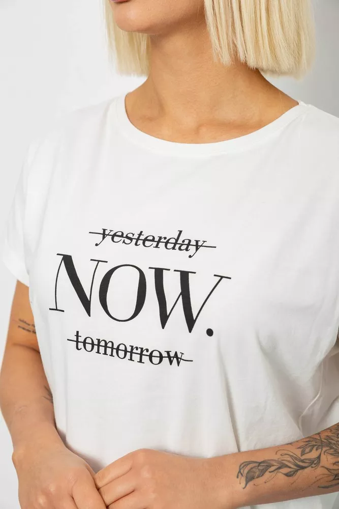 Купить Футболка женская с принтом, цвет молочный, 244R2003 - Фото №5