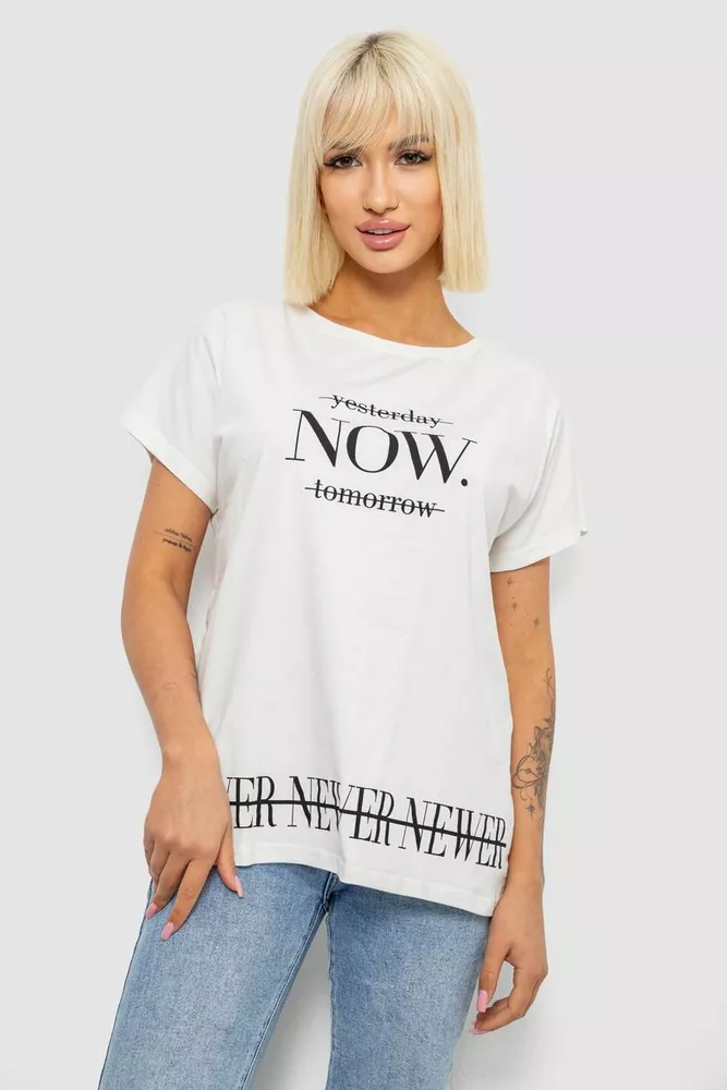 Купить Футболка женская с принтом, цвет молочный, 244R2003 - Фото №1