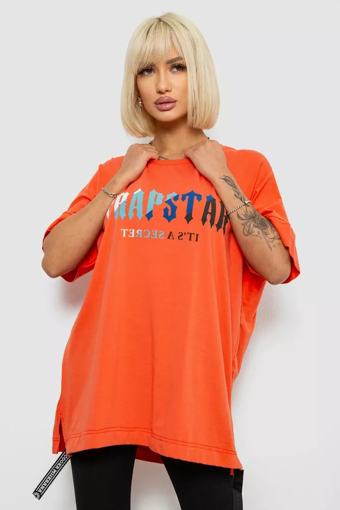 Купити Футболка жіноча з принтом, колір помаранчевий, 244R4012 - Фото №1