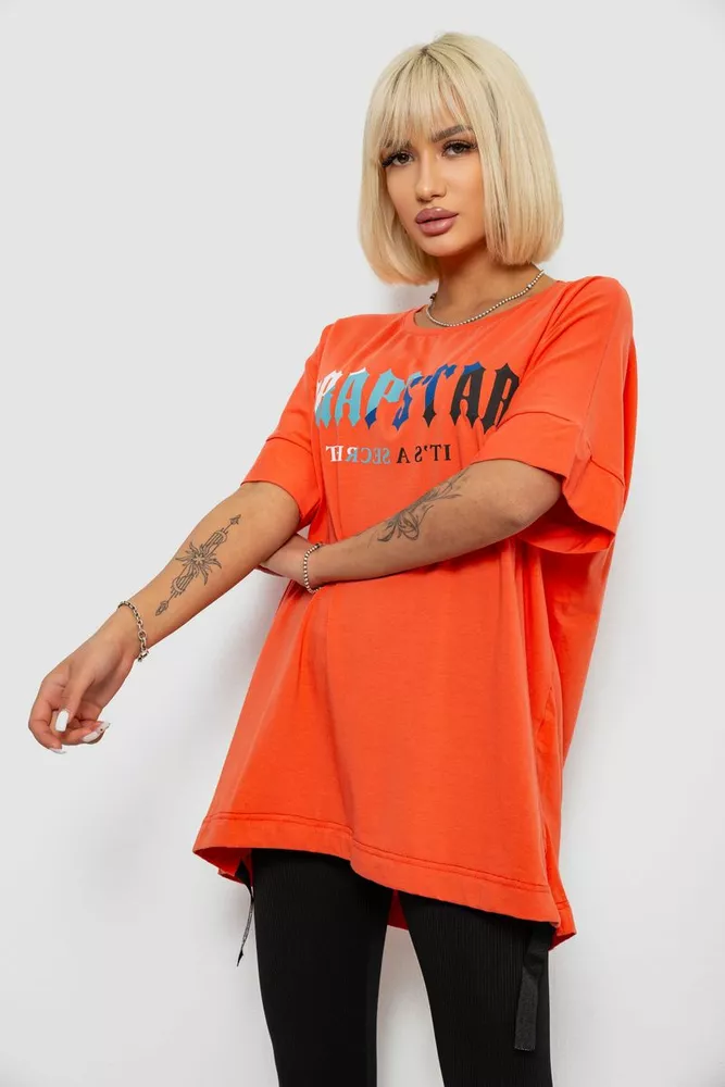 Купити Футболка жіноча з принтом, колір помаранчевий, 244R4012 - Фото №3