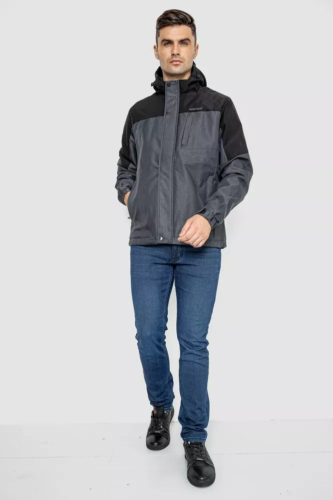 Купить Куртка мужская демисезонная с капюшоном  -уценка, цвет серо-черный, 214R61035-U-17 - Фото №2