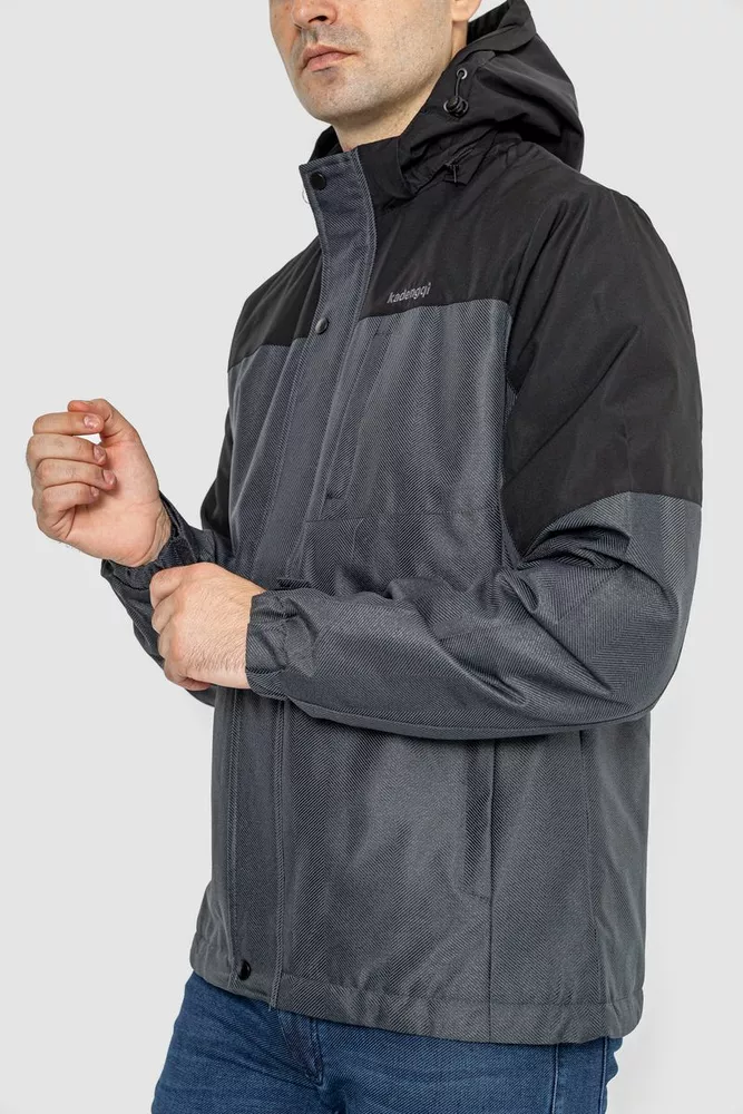 Купить Куртка мужская демисезонная с капюшоном  -уценка, цвет серо-черный, 214R61035-U-17 - Фото №3