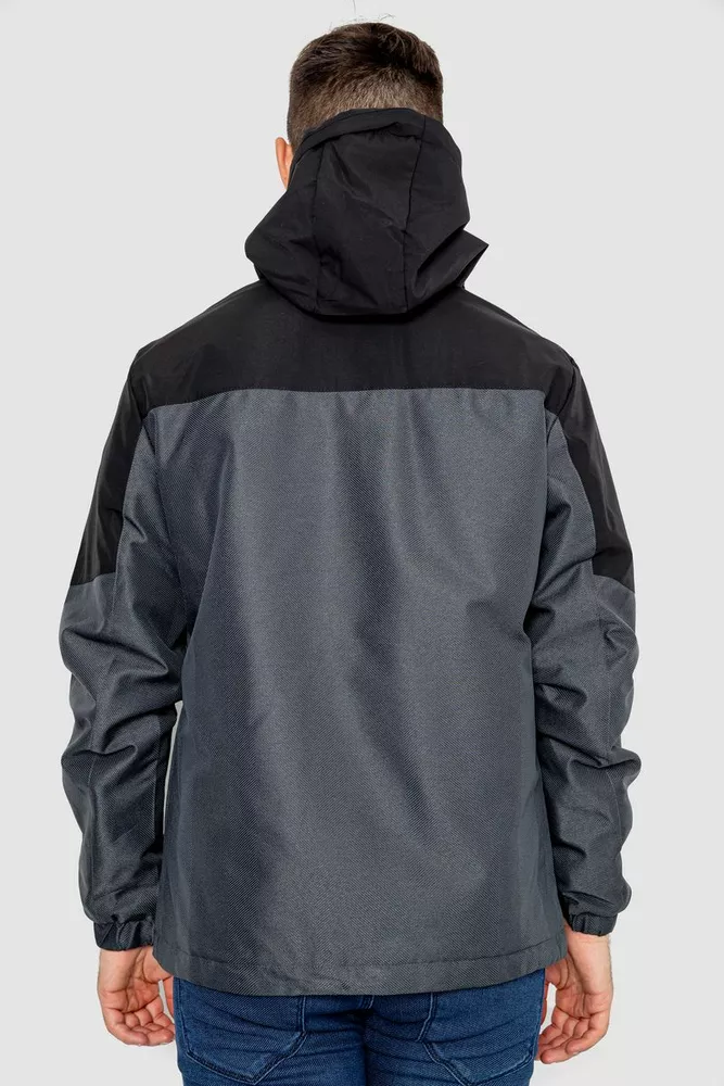 Купить Куртка мужская демисезонная с капюшоном  -уценка, цвет серо-черный, 214R61035-U-17 - Фото №4
