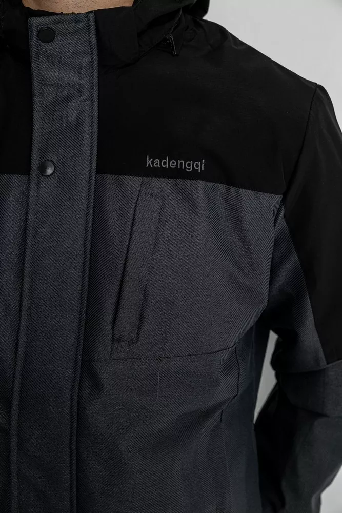 Купить Куртка мужская демисезонная с капюшоном  -уценка, цвет серо-черный, 214R61035-U-17 - Фото №5