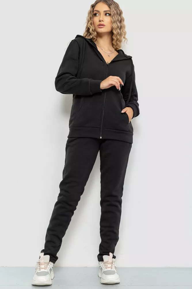 Купити Спорт костюм жіночий на флісі, колір чорний, 238R57052 - Фото №1
