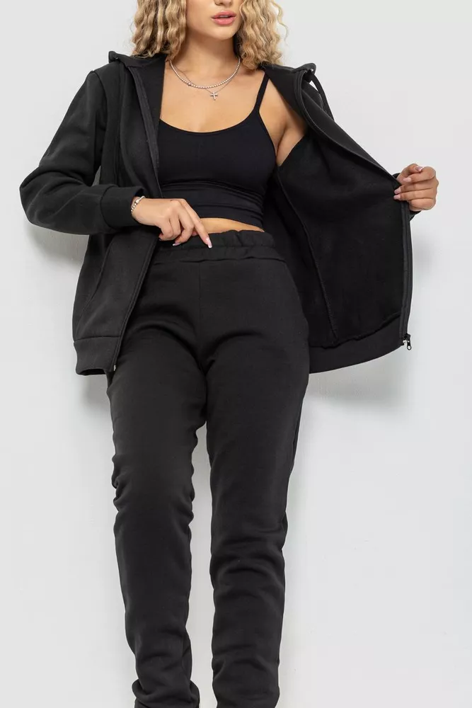 Купити Спорт костюм жіночий на флісі, колір чорний, 238R57052 - Фото №2