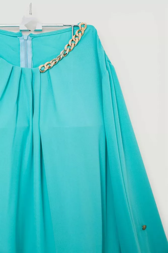 Купити Блуза однотонна  -уцінка, колір світло-бірюзовий, 230R306-U-81 - Фото №2