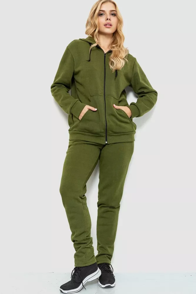 Купить Спорт костюм женский на флисе, цвет хаки, 238R57052 оптом - Фото №2
