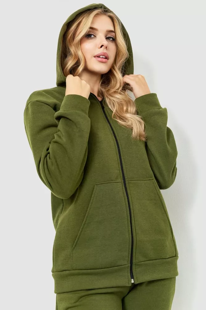 Купить Спорт костюм женский на флисе, цвет хаки, 238R57052 оптом - Фото №6