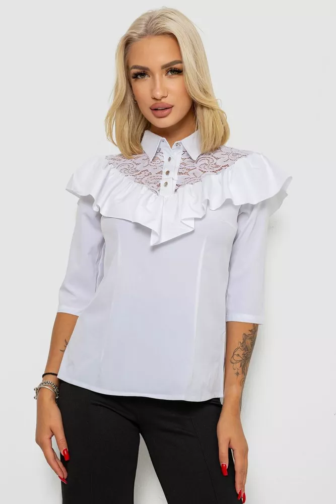 Купити Блуза класична 230R84-1-U-5 -уцінка, колір Білий оптом - Фото №1