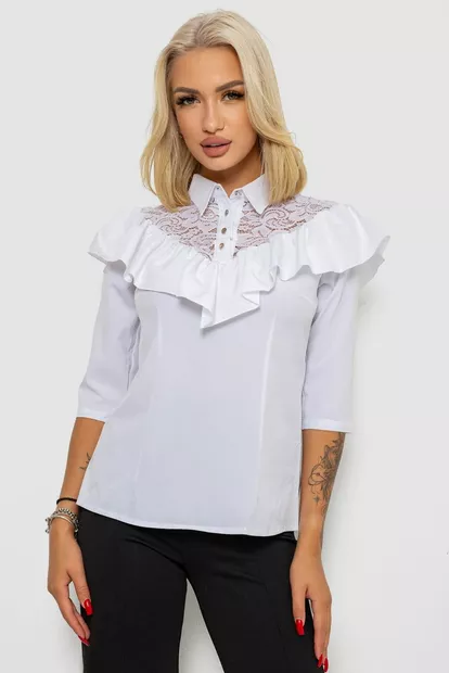 Блуза класична 230R84-1-U-8 -уцінка, колір Білий