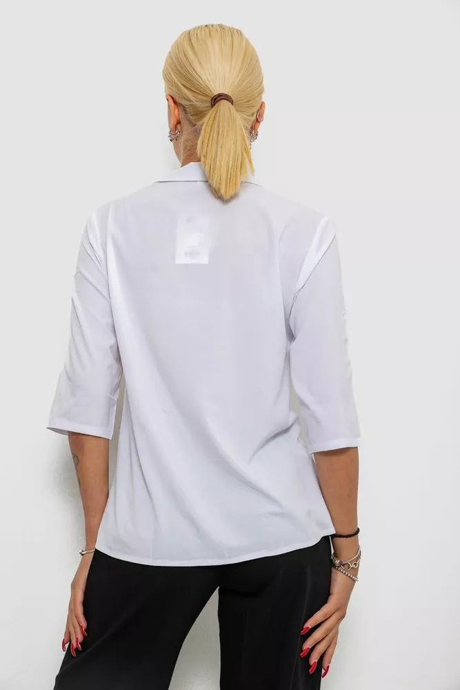 Купити Блуза однотонна  -уцінка, колір білий, 230R70-1-U-1 - Фото №4