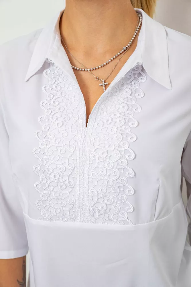 Купить Блуза однотонная  -уценка, цвет белый, 230R70-1-U-2 - Фото №5