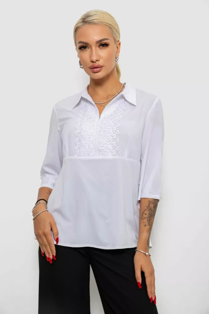 Купить Блуза однотонная  -уценка, цвет белый, 230R70-1-U-2 - Фото №1