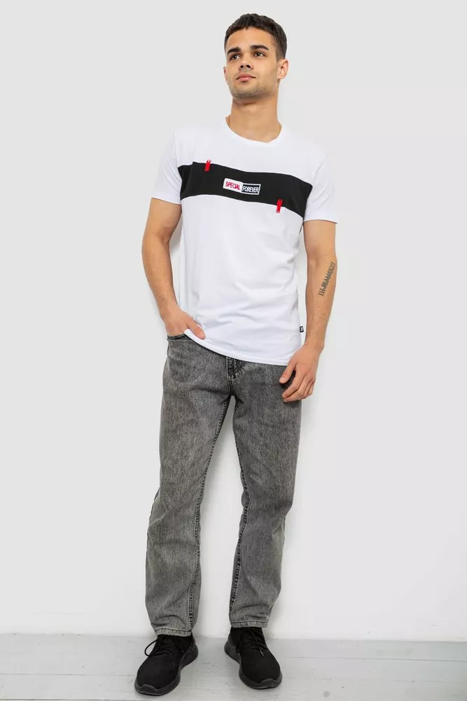 Купить Футболка мужская с принтом, цвет белый, 244R8855 - Фото №2