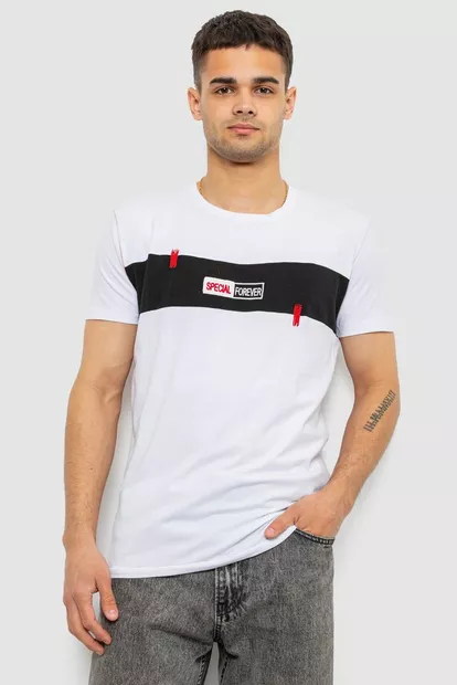 Футболка чоловіча з принтом, колір білий, 244R8855