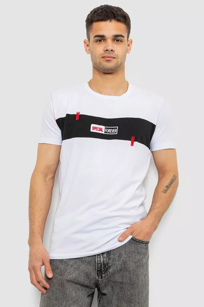 Купить Футболка мужская с принтом, цвет белый, 244R8855 - Фото №1