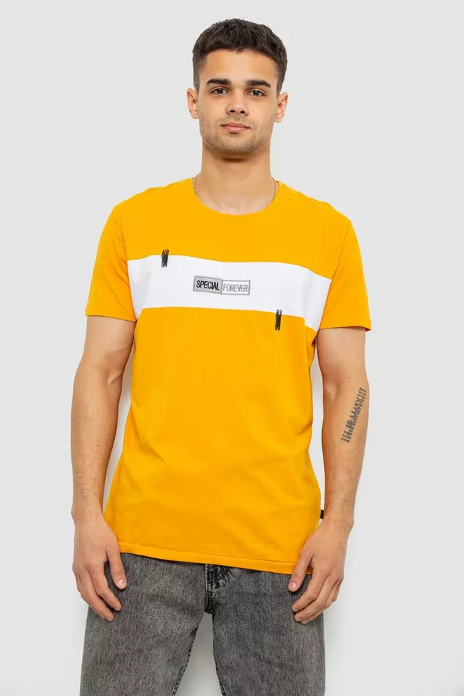 Купить Футболка мужская с принтом, цвет желтый, 244R8855 - Фото №1
