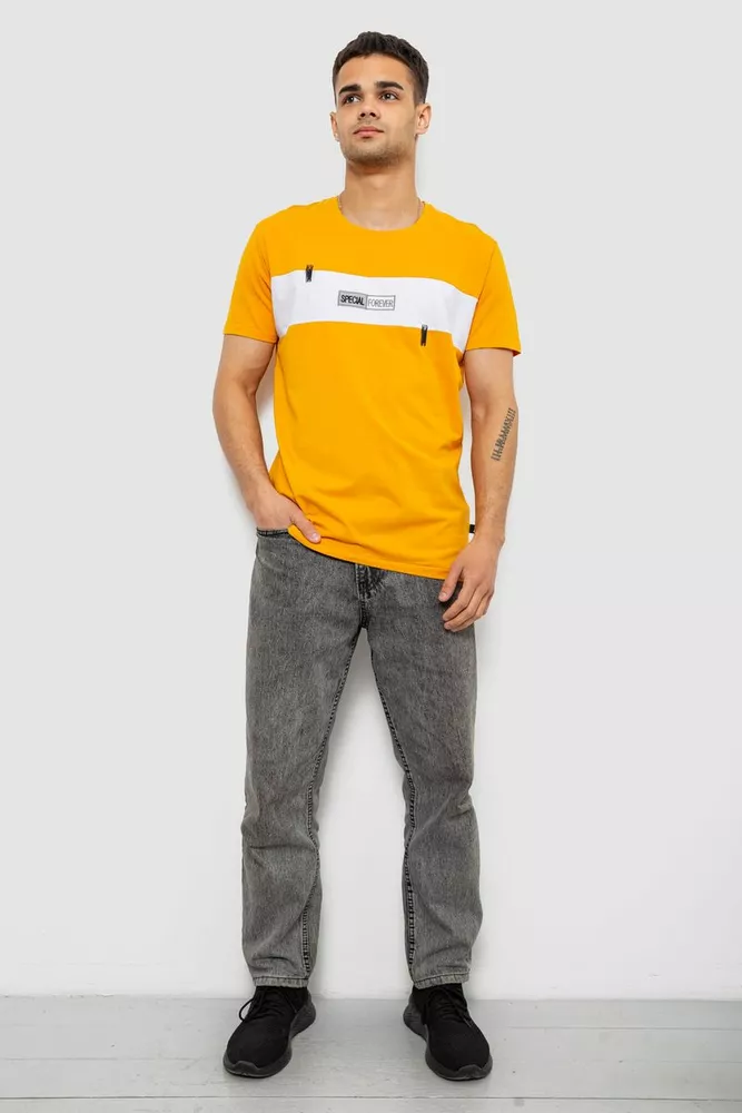 Купить Футболка мужская с принтом, цвет желтый, 244R8855 - Фото №2