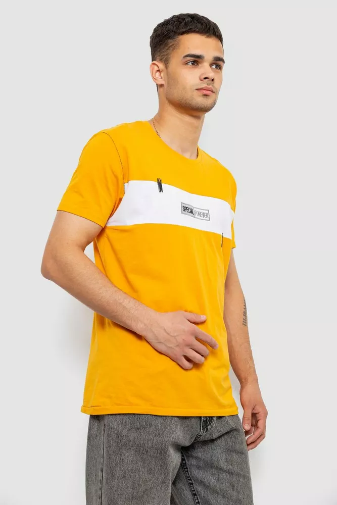 Купить Футболка мужская с принтом, цвет желтый, 244R8855 - Фото №3